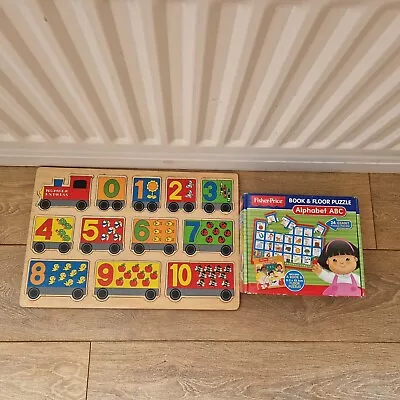 Buy Fisher Price Alphabet ABC Floor Puzzle & Wooden Train Numbers Puzzle • 8£