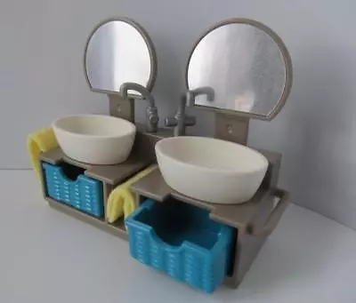 Buy Playmobil Dollshouse/Hotel Bathroom Furniture: Double Sink Unit With Drawers NEW • 9.49£