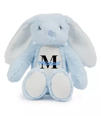 Buy Personalised Kawaii Blue Bunny Plushie Add A Name Cuddly Toys New Baby Boy Gifts • 15.99£