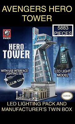 Buy Avengers Hero Tower Twin Boxed 5,883 Pieces Full Led Lighting Kit • 295£
