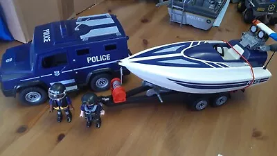 Buy PLAYMOBIL POLICE VAN+BOAT (Trailer,Van,Truck,Figures 5187) • 10£