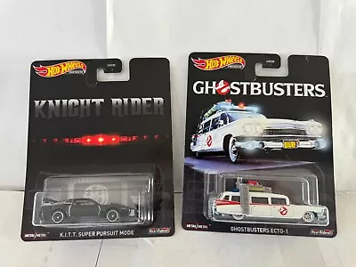 Buy Hot Wheels Lot 2x Knight Rider K.I.T.T Ghostbusters ECTO-1 Real Riders K98 • 20.81£