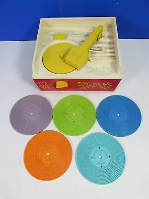 Buy 995 Vintage FISHER PRICE FP MUSIC BOX RECORD PLAYER 1971 5 Discs WORKING • 32.16£