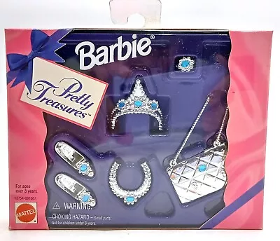 Buy 1995 Barbie Pretty Treasures Silver Jewelry Accessories Set / Mattel 13754, NrfB • 40.37£