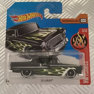 Buy Hot Wheels ‘55 Chevy (Black / Flames) 1:64 Mattel Diecast • 4£
