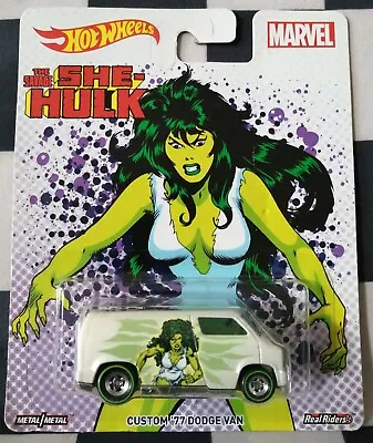 Buy Hot Wheels Pop Culture Custom 77 Dodge Van Marvel The Savage She-Hulk Read Des • 7.95£