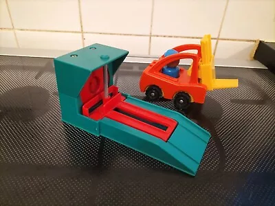 Buy Vintage Fisher Price Car Lift Ramp For Garage & Fork Lift Truck & Driver Set 2 • 14.99£