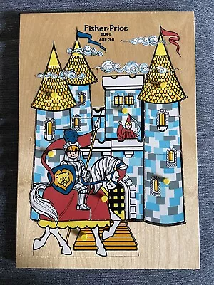 Buy 1970s 76 Vintage Fisher Price Wooden Peek-A-Boo Castle Knight Puzzle 504-E Rare • 15£