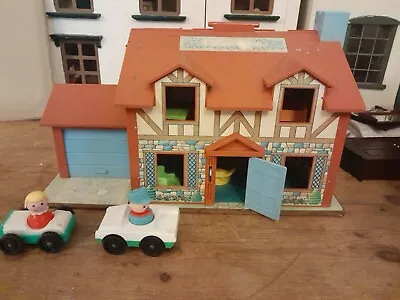 Buy Vintage Fisher Price Tudour Play House With Furniture , Cars ,Figures & Dog  • 13.50£