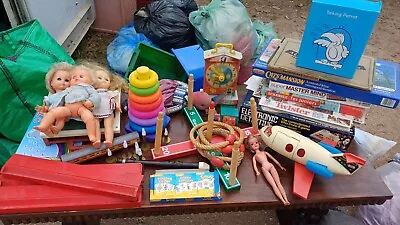 Buy Vintage & Modern Toys Bundle - Dolls, Sindy, Fisher Price Fun Jet, Board Games • 65£