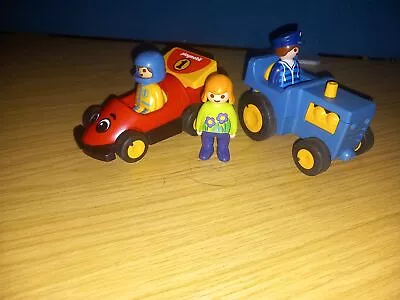 Buy Playmobil 1.2.3 Racing Car & Tractor With Figures Used / Clearance • 7.45£