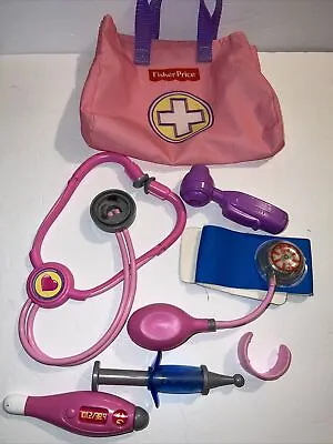 Buy Fisher Price Pink Medical Bag Nurse Doctor Kit Band-Aid Stethoscope Thermometer • 8.39£