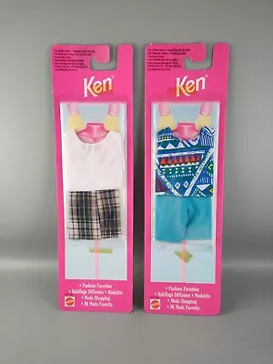 Buy Barbie Ken 2x Fashion Clothes Packs Tank Tops With Shorts Mattel New • 14.99£