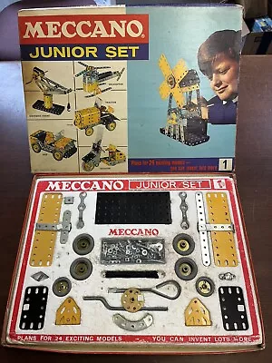Buy Vintage Meccano  Junior Set 1, 1968, 100% Complete In Original Box • 42.50£