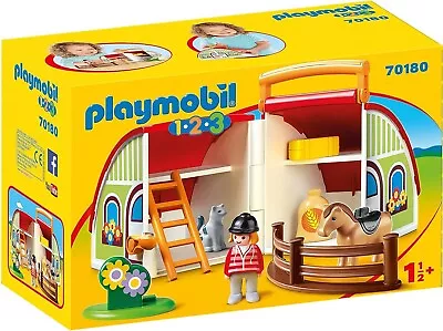 Buy Playmobil 70180 1.2.3 My Take Along Farm - BNIB Horse And Stable Fun • 19.79£