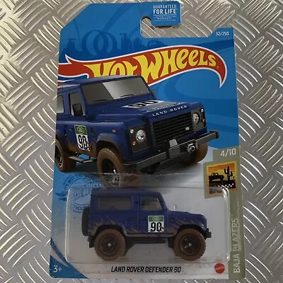 Buy Hot Wheels Land Rover Defender 90 1:64 Mattel Diecast (Blue) Long Card • 7£