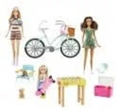 Buy Barbie Holiday Fun Set With 3 Dolls, Bicycle And Accessories • 44.99£