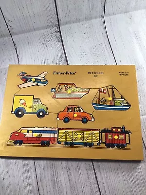 Buy Vintage Fisher Price Vehicles Wooden Puzzle #508 Train Boat Car Ice Cream Truck • 9.27£