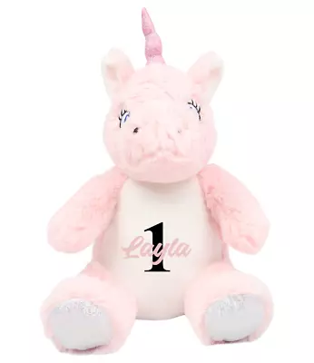 Buy Personalised Kawaii Unicorn Plushie Add Name Pink Cuddly Toy New Baby Gift Girl • 15.99£