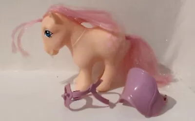 Buy My Little Pony G1 Peachy Pink Vintage Earth Pony Hasbro1982 With Saddle Bridle • 5£
