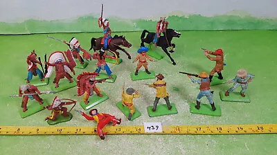 Buy Vintage Britains Deetail Plastic Indians & Cowboys Mixed Inc 3 Moving Arm 439 • 22£
