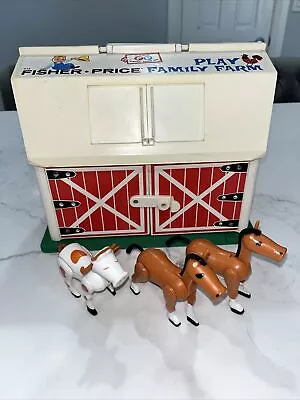 Buy Vintage Fisher Price Family Play Farm 915 Includes Cow And 2 Horses • 18.67£