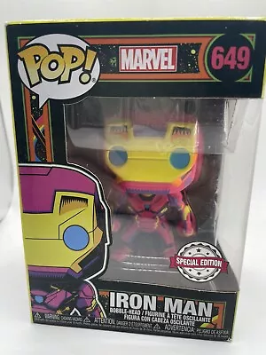 Buy Funko Pop Marvel Iron Man Black Light Special Edition Collectible Gift #649 • 5.99£