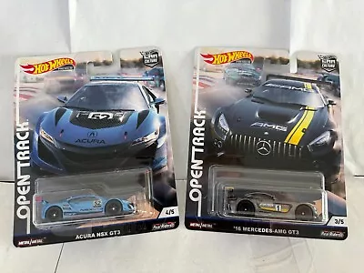 Buy Hot Wheels Lot 2x Open Track Acura NSX GT3 / 16 Mercedes AMG GT3 Real Rider K98 • 23.52£