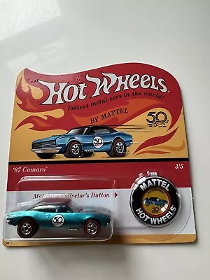 Buy 2018 Hot Wheels 50th Anniversary Red Line '67 Camaro + Collector's Button • 19.99£
