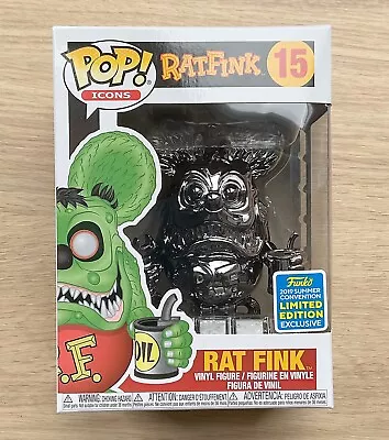 Buy Funko Pop Icons Rat Fink Black Chrome SDCC #15 + Free Protector • 14.99£