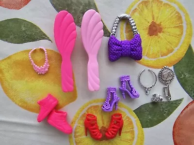 Buy Barbie Bundle Of Shoes Brush Bag Mattel Pink Purple Necklace  • 0.84£