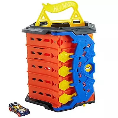 Buy ​Hot Wheels Roll Out Raceway Track Set, Storage Bucket Unrolls Into 5-Lane • 61.99£