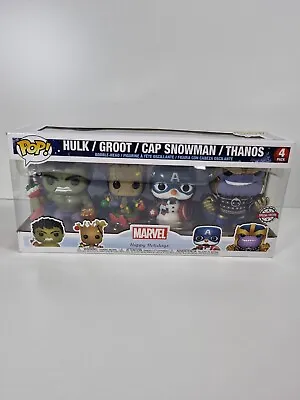 Buy 4 Pack Hulk Groot  Cap Snowman Thanos Marvel Holidays Funko Pop Vinyl Exclusive  • 26.99£