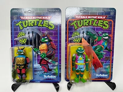 Buy 2 X TMNT Super7 ReAction 3.75  Figures Sewer Samurai Leo & Sewer Surfer Mike • 21.99£