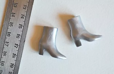 Buy Barbie Looks #2 Black Doll Shoes Boots Silver (Without Doll) • 4.97£