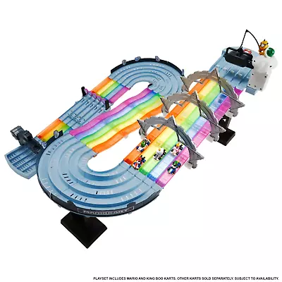 Buy Hot Wheels Mario Cart Rainbow Road Track Playset With Cars Long 5 Lane Race Toy • 149.99£