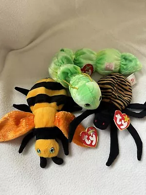Buy Ty Beanie Baby Bundle X3: Squirmy, Spinner & Buzzie (with Tags) • 4.99£