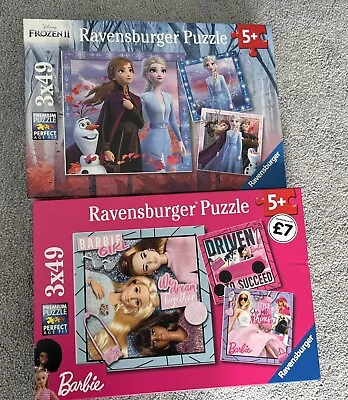 Buy Barbie & Frozen Jigsaw Puzzle 3x 49 Piece • 7£