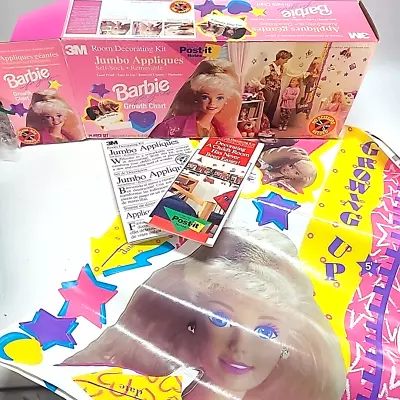Buy Vtg 1993 Barbie Growth Chart & Room Decorating Kit Self Stick By Post It IN BOX • 99.89£