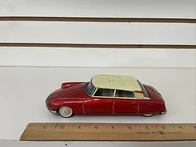 Buy Vintage Bandai Citroen Ds19 Sedan Friction Red W/ White Roof Tin Toy Car Japan • 50.70£