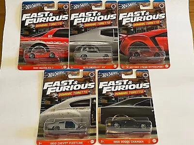 Buy Hot Wheels Fast And Furious, Dominic Toretto, Set Of 5, Mazda Dodge Chevy Lykan • 29.95£