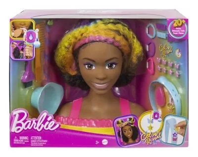 Buy Barbie Totally Hair Deluxe Brunette Rainbow Styling Head • 42.99£