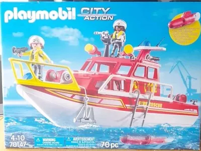 Buy Playmobil 70147 City Action Fire Rescue Boat With Underwater Motor 70 Pieces NEW • 34£