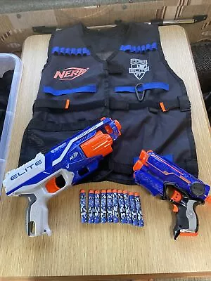 Buy Nerf Tactical Vest + Darts +Elite Disrupter Gun + Fire Strike Gun With Light • 17.99£