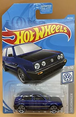 Buy 7/10 HOT WHEELS VOLKSWAGEN GOLF MK2 Blue Hot Wheels Long Card 2017 New FYF76 68 • 14.99£