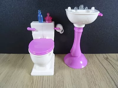Buy Vintage Barbie Furniture Bathroom Toilet With Function Sink Accessories (15083) • 13.10£