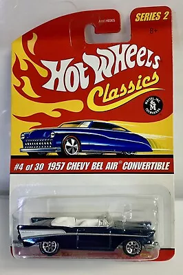 Buy 2005 1/64 HOT WHEELS 1957 Chevrolet Bel Air Convertible Blue Mint On Card • 9.99£