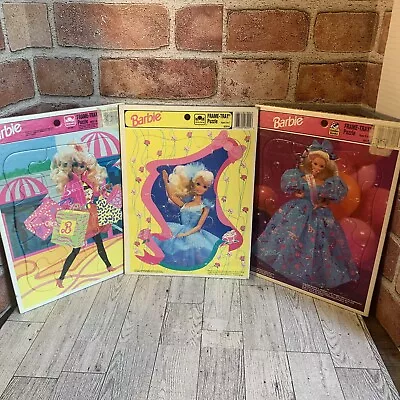 Buy 3 Vintage Barbie Frame Tray Puzzles 1990s Cardboard Mattel Shopping Ballerina • 15.83£