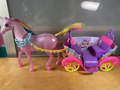 Buy Barbie Dreamtopia Magical Lights Unicorn Rainbow Mane Sounds Sweetville Carriage • 10£