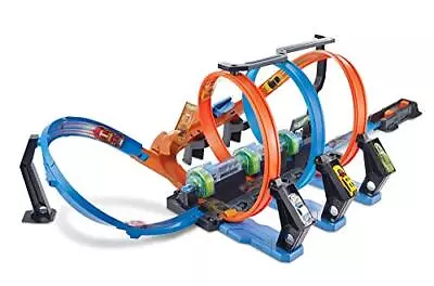 Buy Hot Wheels Track Set And Toy Car, Large-Scale Motorized Track With 3 Corkscrew • 67.64£